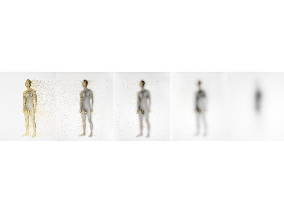 Shen Wei, Dust, 2014, Metallic ink on archival pigment print, each panel 14 x 17 in, courtesy of Flowers Gallery, London and New York