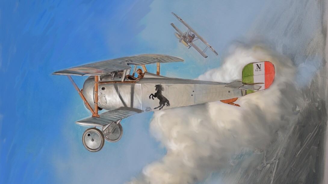 Recreación de una batalla aérea en la Primera Guerra Mundial