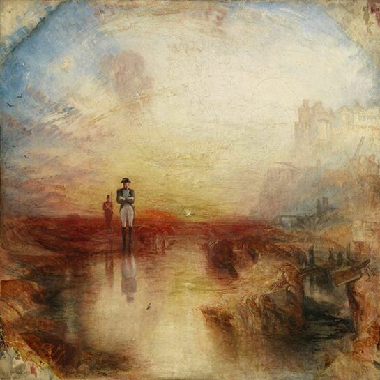 JMW Turner , War: The Exile and the Rock Limpet exhibited 1842, Oil paint on canvas, support: 794 x 794 mm frame: 1030 x 1025 x 125 mm painting, Tate. Accepted by the nation as part of the Turner Bequest 1856