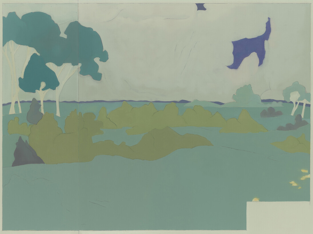 Suzanne Caporael, 692 (At Jullo Callo, landscape after Darger), 2014, Oil on linen, 54 x 72 inches, 137.2 x 182.9 cm