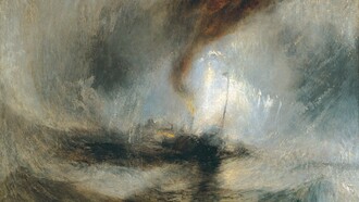 William Turner, “Snow Storm. Steam Boat off a Harbour’s Mouth Making Signals in Shallow Water and Going by the Lead. The Author Was in the Storm on the Night the Ariel Left Harwich” (“Tempesta di neve: battello a vapore al largo di un porto lancia segnali in acque basse e naviga con lo scandaglio. L'autore era nella tempesta la notte in cui l'Ariel lasciò Harwich”), dettaglio, 1842. Tate Britain, Londra, UK