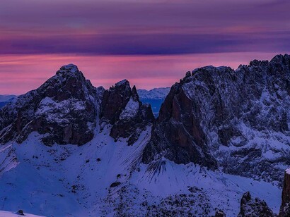 Sunset over the Dolomite Mountains in northeastern Italy