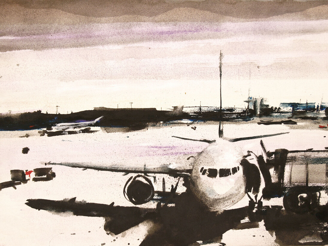 Alessandro Busci aeroporto_china, 2014 enamel on iron 43x60 cm
