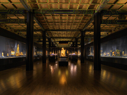 Masterpieces from a Royal Collection. Treasures from the Al Thani Collection,
held in the Palace Museum (the Forbidden Palace), Beijing. View of the West
Wing, 2018 © Morris Associates
