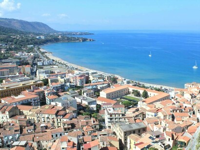 An aerial view of Sicily, Italy