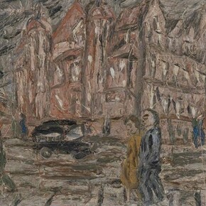 Leon Kossoff, Red Brick School Building, Winter, 1982, Oil on board, 121.9 by 152.4 cm
