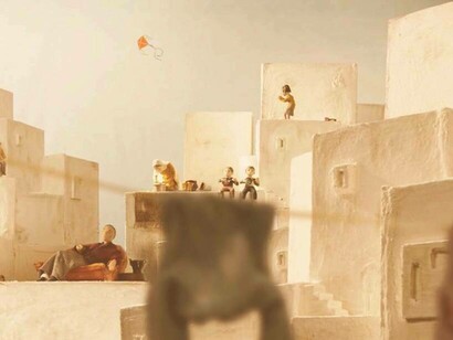 A still shot of the village area of the main characters from the award-winning film "Ayny"