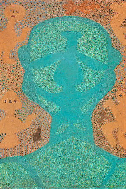 Madhvi Parekh, Head B, 1976, Oil on canvas; 20.0 x 16.0 in / 50.8 x 40.6 cm