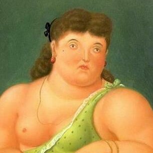 Hermosa mujer según los cánones del pintor colombiano Fernando Botero (nacido en 1932)