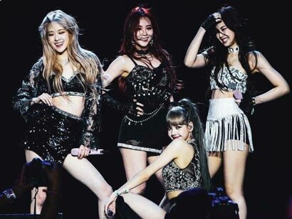 K-Pop female group Blakpink finishing off their show for the night after performing with some English lyrics