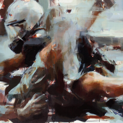 Jérôme Lagarrigue, The Arrest, Huile sur toile, Oil on canvas, 188,5 x 152,5 cm, 74 x 60 in