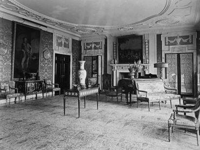 A view from the drawing room at Eagle Rock, including furniture, porcelains, and bronzes purchased from the Morgan collection. Courtesy Frick Collection/Frick Family Archives