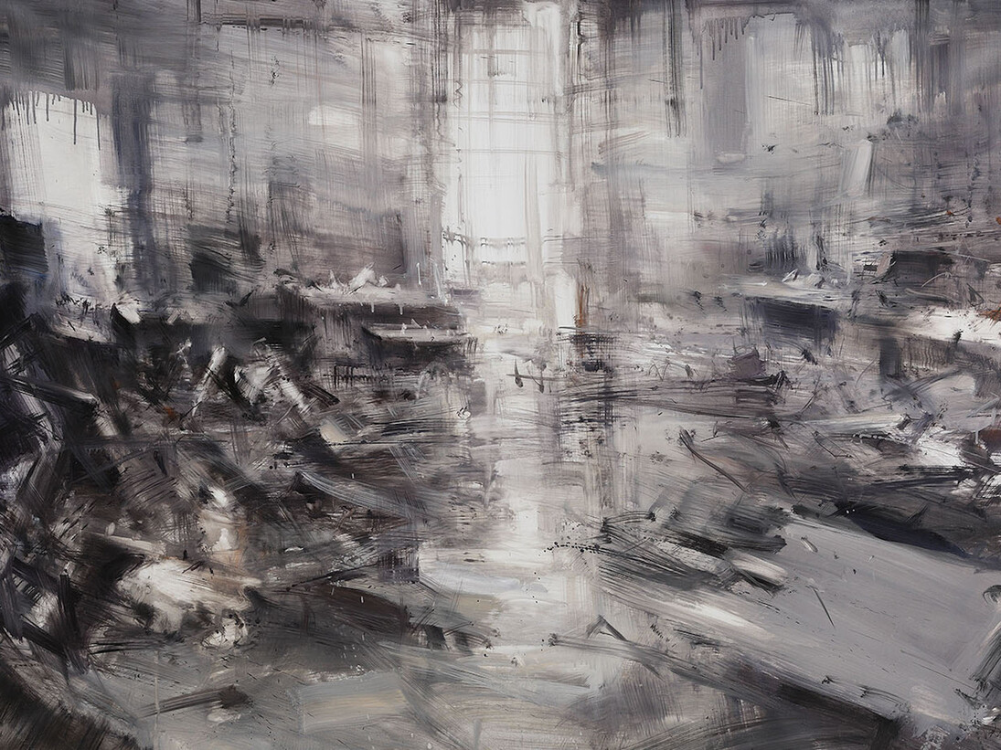 Alessandro Papetti, Passaggio, 2017. Olio su tela, 205 x 345 cm
