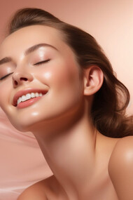A model displaying radiance, the modern ideal of youth— flawless, ageless and carefully curated 