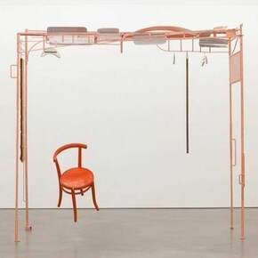 Ulrich Strothjohann, Canopy's Pause, 2008, metal, aluminium, wood, fabric, enamel, book, 220 x 240 x 70 cm