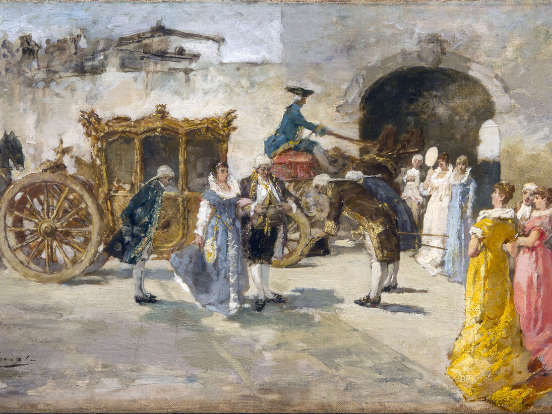 Gaetano Previati, Carrozza d'oro, dettaglio, olio su tela, 31 x 51 cm