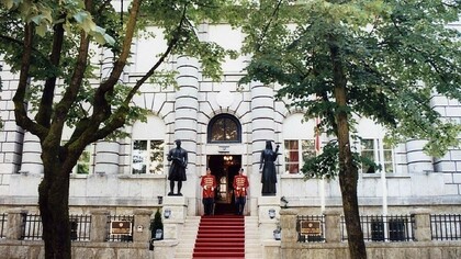 Entrance to the Presidential Palace in Cetinje, Montenegro. Today home to the Ministry of Culture © Serguei Trouchelle