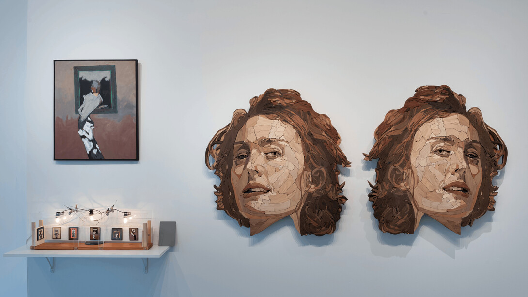 Tom Robinson, Kelsey (part of a series), wood mosaics. Courtesy of SoNa Chicago Contemporary Art