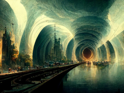 City landscape generato con Midjourney, un applicativo per la creazione di immagini, a partire da un input testuale