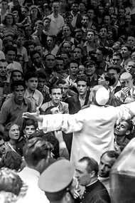 Pope Pius XII visiting Piazza San Giovanni after the bombings of Rome on 13 August 1943