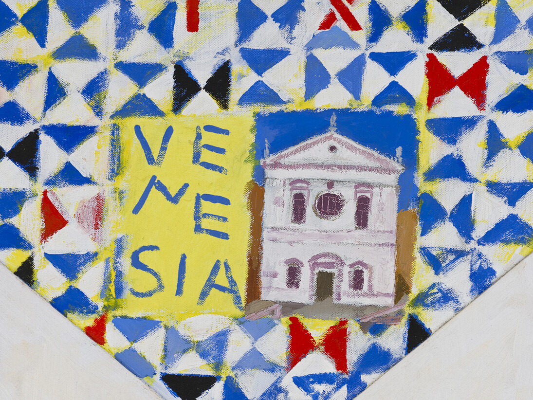 Joe Tilson, PC from Venice San Sebastiano, Venesia, 2014, acrylic on canvas on wood relief, 67 x 50 cm, © Joe Tilson, courtesy Marlborough Fine Ar 3t