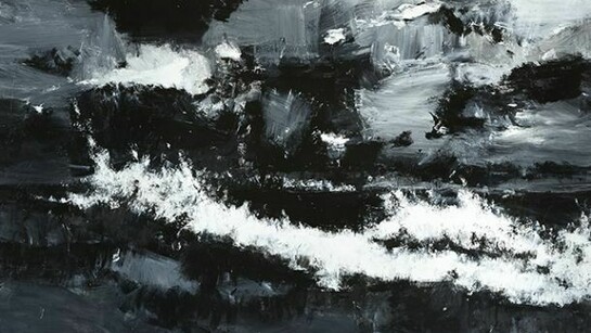 John Virtue (b. 1947), No. 13, 2011-2013, Acrylic on canvas, 2743.2 x 3962.4 mm