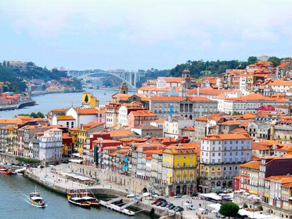 An aerial shot of the beautiful city of Porto, Portual