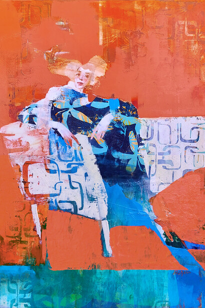 Lilas Blano, Shades of cherry, painting in exhibition. Courtesy of Gallery Schortgen