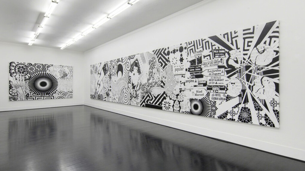 Three Large Black And White Paintings. Courtesy of Galleria Pack
