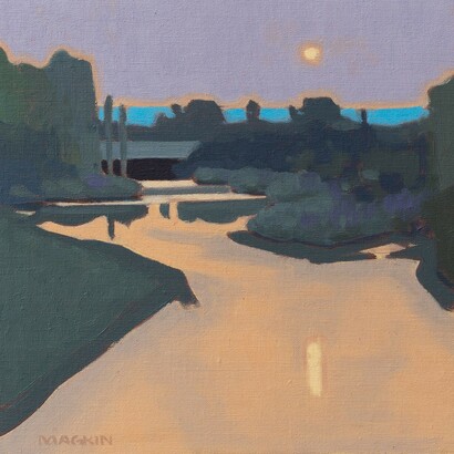 Michael Magrin, Moonrise over the south platte, 2024. Courtesy of Abend Gallery