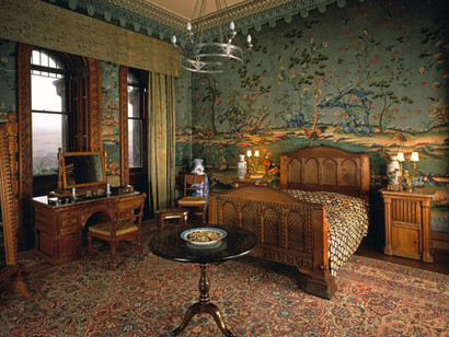 The Lower India Room at Penrhyn Castle. The Chinese wallpaper probably dates from about 1800, but the room was put together in the 1830s
