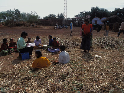 Outdoor learning is closer to original meaning of the word school, learning with leisure © Ashish Kothari