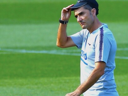 El entrenador del F.C.Barcelona, Alejandro Valverde