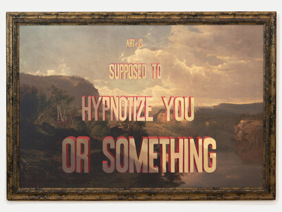 Wayne White, Art is Supposed to Hypnotize You or Something, 2014, Acrylic on inkjet print on canvas, 46.5 x 66.5 inches