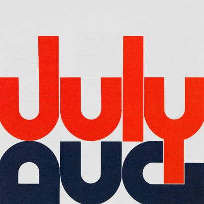 Barbara Stauffacher Solomon, San Francisco Museum of Art program guide, July/August 1972, 1972; San Francisco Museum of Modern Art, gift of the artist; © San Francisco Museum of Modern Art
 