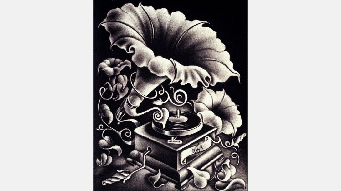 Carol Wax, Vine-el Glory, 2020,
Mezzotint engraving, 5 x 4 inches. Courtesy of the artist and Childs Gallery