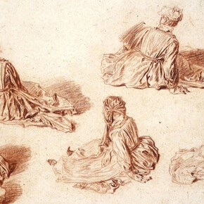 Antoine Watteau, Five studies of a seated woman, about 1714–5. Courtesy of the British Museum