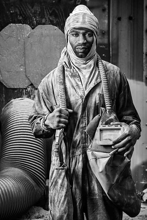 Glen McClure, Ronald Clark, Sandblaster, East Coast Repair and Fabrication, Portsmouth, VA., archival inkjet print (photograph), 2014. Image © and courtesy of the artist. Click any image to enlarge.