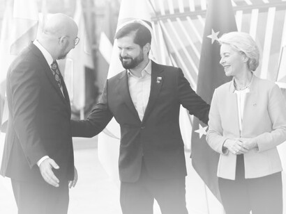 European Council President Charles Michel, Chilean President Gabriel Boric and European Commission President Ursula von der Leyen at the summit in Belgium