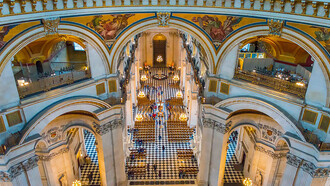 The Whispering Gallery is a famous feature of St. Paul's Cathedral in London, known for its unique acoustic properties