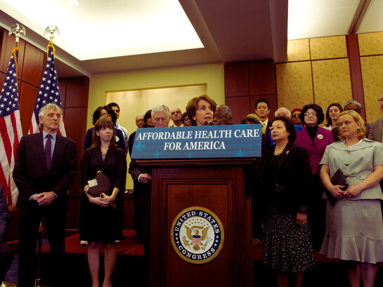 Congresswoman Nancy Pelosi in 2012. House Democratic Leaders held a press conference to highlight the benefits of the Affordable Care Act for America’s families and small businesses