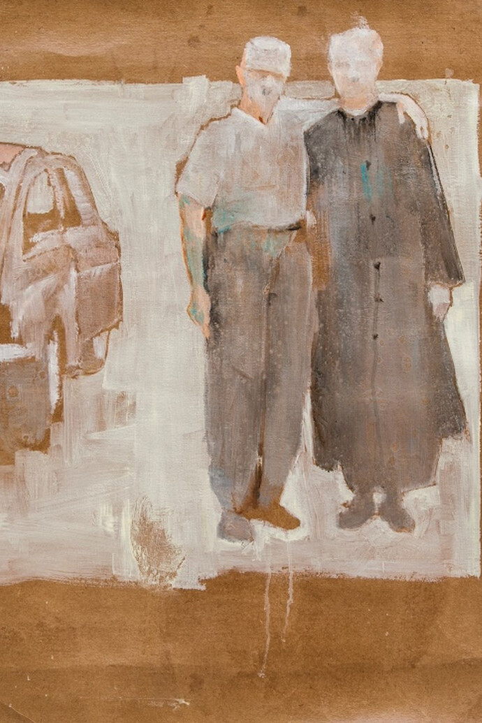 Massimo Lagrotteria, Senza titolo, 2012, olio su carta, 50x50