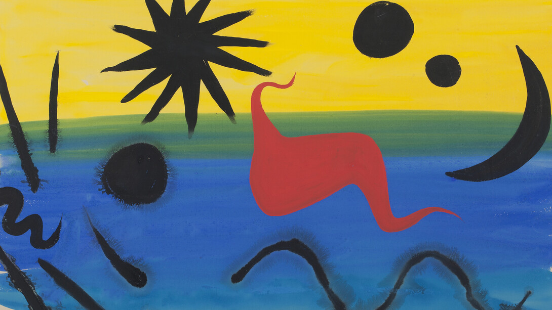 Loch Ness, Calder Alexander (1898-1976) © 2017 Calder Founda8on New York / ADAGP,Paris, 1953. Gouache sur papier, 73,9  ́ 108,6 cm, Paris, collec8on par8culière, Courtesy Brame & Lorenceau Photo Courtesy Brame & Lorenceau