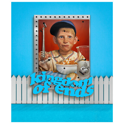 Robin Kid, Kingdom of Ends - XI, 2023, huile sur toile, fonte d'aluminium, acier inoxydable, aluminium, h265×l205xp30 à 150 cm — h104.3xw80.7xd12 to 59 inches. © Courtesy the artist and Templon Gallery, Paris —Brussels — New York