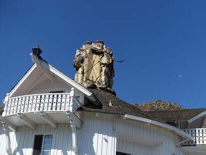 Close up of the Madonna Inn rooftop decorations, California, USA