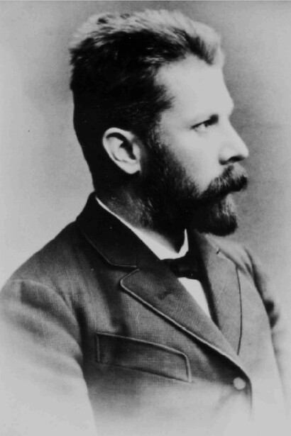 Hermann Emil Fischer, en tant que nouveau titulaire de chaire au Chem. Institut à Würzburg, Maxstraße, 1er octobre 1885. Source : Scan du registre des membres de la Société Chimique de Würzburg