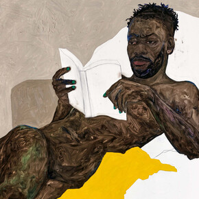 Amoako Boafo, Yellow blanket, 2018. Mit freundlicher Genehmigung des Unteren Belvedere