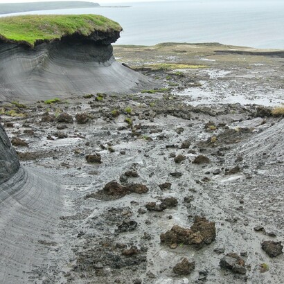 Permafrost en la isla Herschel, en el mar de Beaufort, región del Yukón