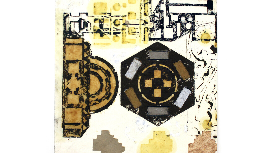 Untitled (Périgord), 2012
crayon, oil, wax and gold leaf on paper
21 x 21 inches (53.3 x 53.3 cm)
Image courtesy of the artist and Peter Blum Gallery, New York
 