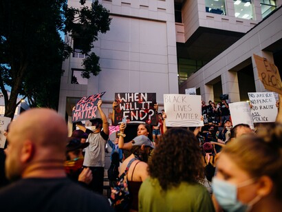 Groups of people at a black lives matter protest
